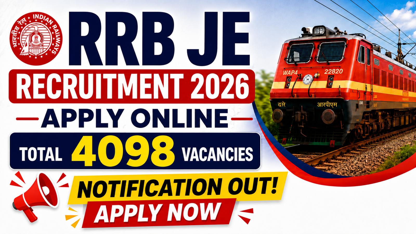 RRB JE Recruitment 2026 Apply Online